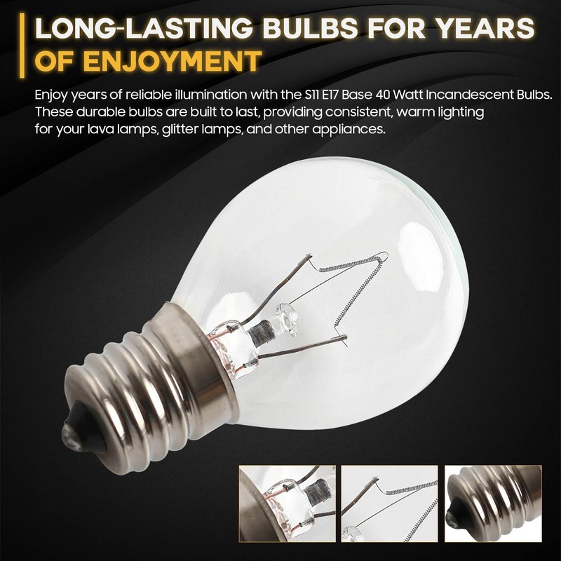 Seentech S11 E17 Middle Base 40 Watt 120V Incandescent Bulbs