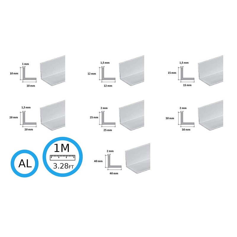 Aluminium Angle Aluminium Extruded Angle Corner Wall Protector -Various Size-