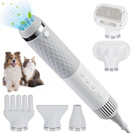 Ownpets 5 in1 Portable Smart Pet Grooming Hair Dryer for Dogs, Smart Temperature Control, Low Noise Dog Blow Dryer with Grooming Brush for Home, Pet Washing Station