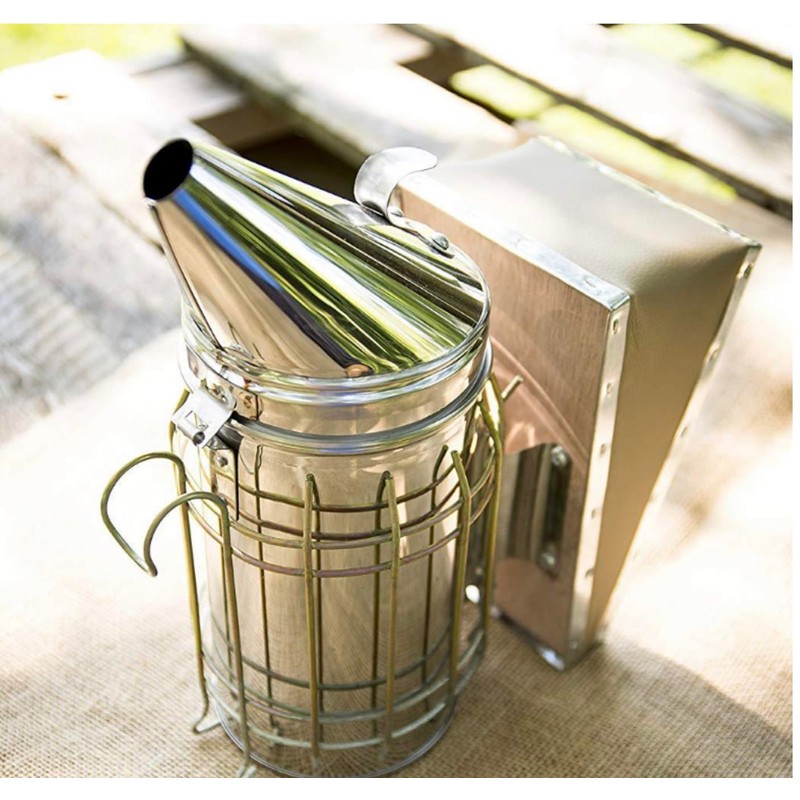 Stainless Steel Bee Hive Smoker with Heat Shield – Professional