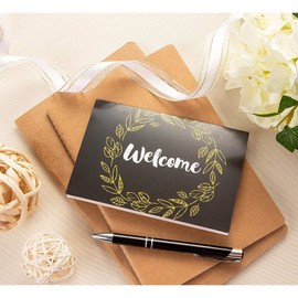 Juvale Welcome Cards for Guests - Value Set of Blank Notecards & Envelopes with Assorted Floral Wreath Designs - Guest Welcome Cards for Events & Employees - 4x6 In, Multicolored, 48 Pack