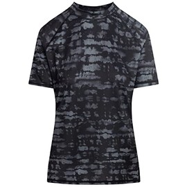 Kanu Surf Women's Marina UPF 50+ Short Sleeved Active Rashguard & Workout Top, Harmony Black, Large