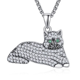 TANGPOET British Shorthair Cat Necklace for Women Sterling Silver Kitty Cat Pendant Necklace Jewelry Gifts for Cat Lovers