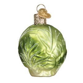 Old World Christmas Brussel Sprout Glass Blown Ornament for Christmas Tree, Handcrafted Holiday Decoration, Vegetable Collection
