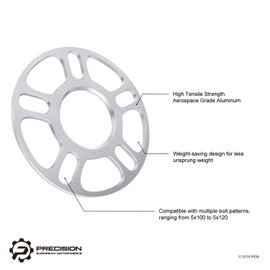 2pcs 3mm Universal Wheel Spacers - Fits the Following Bolt Patterns 5x100 5x108 5x110 5x112 5x114.3 5x4.5 5x115 5x4.53 5x120 5x120.7 5x120.65 5x4.75