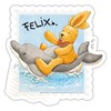 Spreadshirt Felix the Hare Riding On Dolphin Stamp Sticker, 10