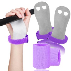 Gymnastics Hand Grips Wristbands Sets Gloves for Girls Kids Youth, Bar Grips Palm Protection and Wrist Support Sports Accessories for Weightlifting Tennis, Workout and Exercise Gift (Violet, M)
