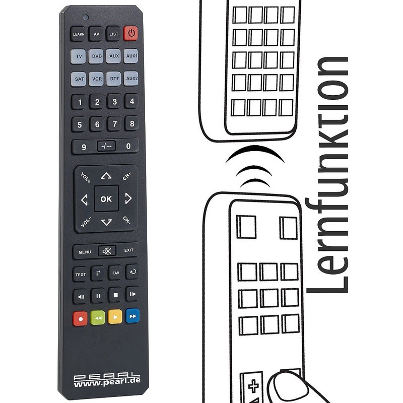 PEARL Learning remote control: 8-in-1 universal remote control + learning