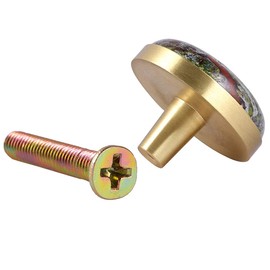 mookaitedecor Set of 4 Dragon Bloodstone Round Drawer Knob 32 mm Crystal Stone Cabinet Knob Pulls Handle