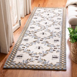 SAFAVIEH Chelsea Collection Runner Rug - 2'6" x 12', Ivory & Light Blue, Hand-Hooked French Country Wool, Ideal for High Traffic Areas in Living Room, Bedroom (HK55G)