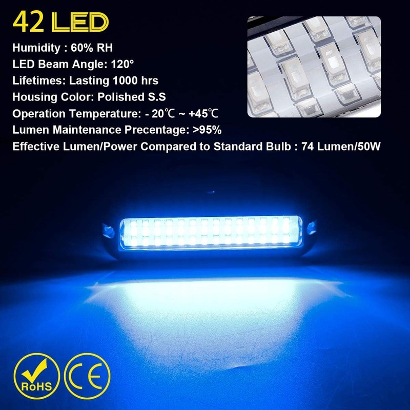 Kawell 42 LED Boat Lights - Waterproof IP68 Stainless Steel