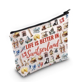 WCGXKO Switzerland Souvenir Makeup Bag Switzerland Culture Gift Switzerland Trip Gift for Switzerland Lover (Switzerland Bag)