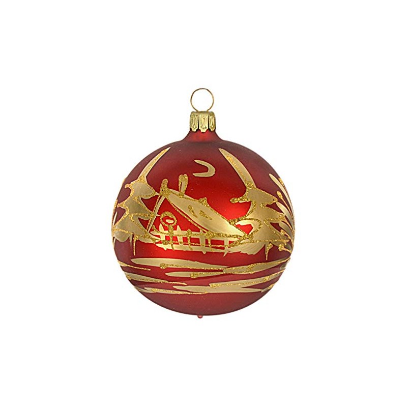 Christmas Tree Baubles Matte Red 6 cm Pack of 5