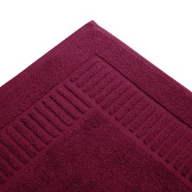 BaSaTex Pack of 2 Bath Mat 50 x 80 cm 100% Cotton Shower Mat Double Pack Colour: Bordeaux Red