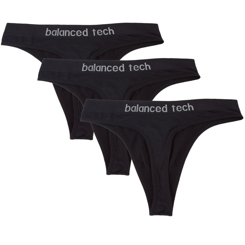 Balanced Tech Women's Seamless Thong Panties 3-Pack - Black -