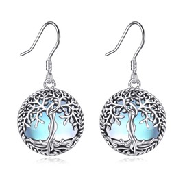 Sloth, Elephant, Tree of Life, Mushroom, Flamingo, Snake Earrings, Sterling Silver Hanging Moonstone Earrings, Jewellery Gift for Women, Sterling Silver, Not known.