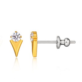 Limerencia F136 Pure Titanium Hypoallergenic Implant Grade Studs, G23 Small Dainty Cubic Zirconia Earrings for Women's Sensitive Ears