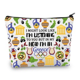 BDPWSS Greece Makeup Bag Greece Family Trip Gift Greek Vocation Gift Greece Travel Gift Greek Island Gift Greece Lover Gift (I Might Greece)