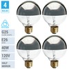 KOR (4 Pack) G25 Incandescent Light Bulb, Silver Half Chrome