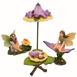 PRETMANNS Fairy Garden Accessories - Adorable Fairies for Gardens, Cute Miniatures with Furniture Kit