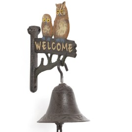 Moritz Door Bell Welcome Owls Owl Birds Wall Bell Garden Decoration Cast Iron Rustic Antique Design Style Retro Bell