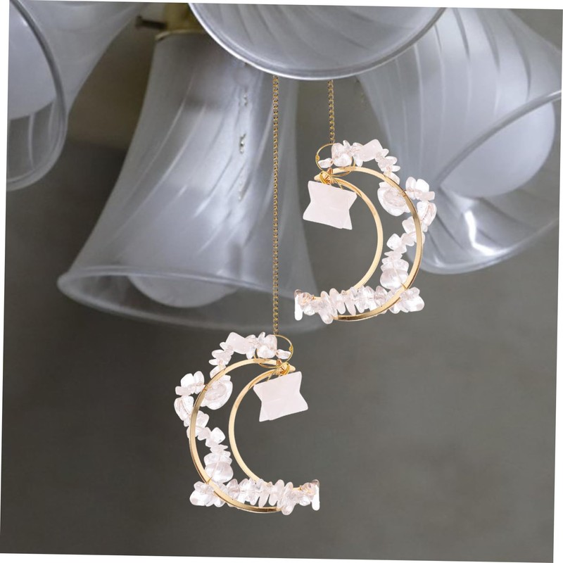 KONTONTY Unique Crystal Window Moon Pendant Decorative Hanging for Living
