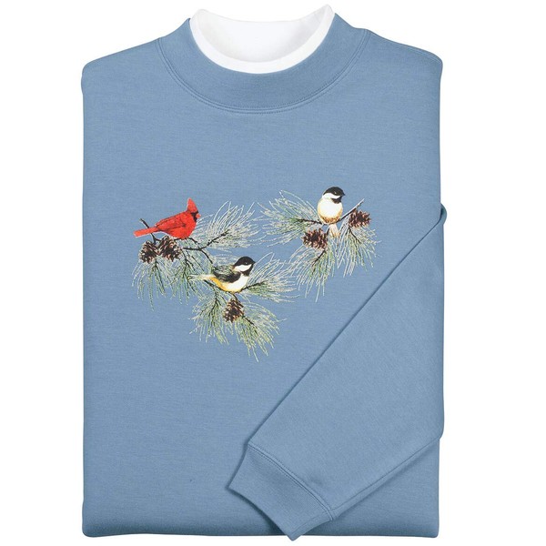 Chickadees & Cardinal Sweatshirt - Long Sleeve Crew Neck –