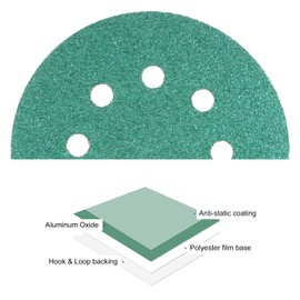 Kozelo 25pcs Green Film Sanding Discs - [5 Inch 40 Grits 8 Hole ] Round Aluminum Oxide Hook & Loop Wet Dry Sander Pads for Wood Metal Polishing Use| Zirconium Corundum Sandpaper