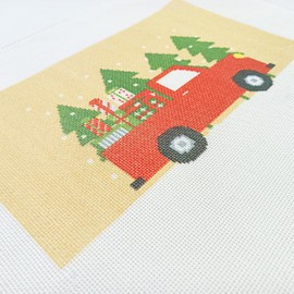 Howie's Needlepoint Needlepoint Canvas, 18CT Embroidery Stamped Patterns for Beginners or Advance, Christmas Patterns Printed Canvas(Christmas - Car in The Winter,8.2x9.5in)