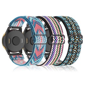 3 Pack Watch Bands 18mm Stretchy Nylon for Garmin Vivoactive 4S/ Venu 2S/ Venu 3S/ Vivoactive 3S, Soft Sport Band Quick Release Wristband Loop Elastic Strap for Men Women