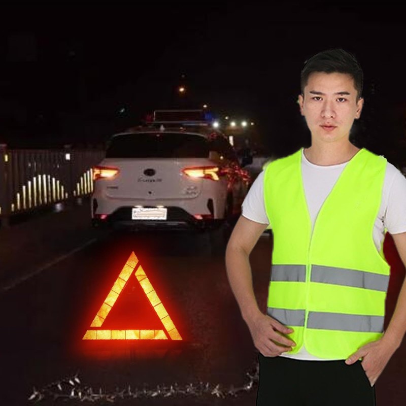 Houkary 3-in-1 Warning Triangle and Safety Vests Car Set 360