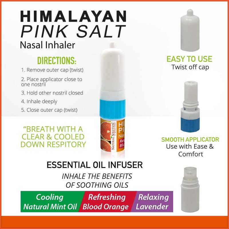 Natural Solution Himalayan Pink Salt Nasal Inhaler Aromatherapy with Natural