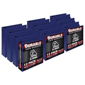 Samsill Durable 2 inch 3 Ring Binder, Made in USA, D Ring Binder, FSC 100% Recycled Chipboard, Blue, 12 Pack