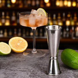 Etens Japanese Jigger Set for Bartending 2 Pack - 1 oz 2 oz Cocktail Graduated Jigger | Easy Read Measurements Inside Shot Measure | Liquor Measuring Cup & Alcohol Measuring Tools| Metal Bar Jigger