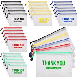 Tenceur 50 Pcs Inspirational Pencil Pouch Operation Christmas Bulk Items Mesh Zipper Pouch Document Folders Toiletry Bag Office Travel Supplies Appreciation Gifts for Teacher Employee (Thank You)