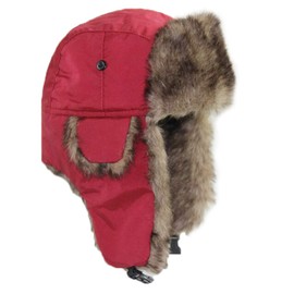 Winter Trapper Hat Unisex Russian Ushanka Trooper Aviator Hats for Women Men Snow Eskimo Hat with Ear Flaps for Cold Weather (Red1, One Size)