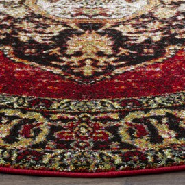 Safavieh Vintage Hamadan Collection VTH219A Oriental Traditional Persian Non-Shedding Stain Resistant Living Room Bedroom Area Rug, 5'3" x 5'3" Round, Red / Multi