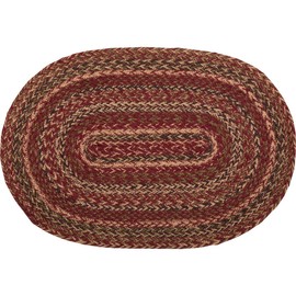 VHC Brands Cider Mill Primitive Jute Red Textured Striped Oval Kitchen Placemat Set of 6 12"x18"