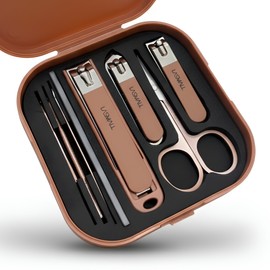 Lasmol Portable Toenail Nail Clippers 8 Piece Set, 1 Piece, Brown 8 Types / 라스몰 휴대용 발톱 손톱깎이 8종 세트, 1개, 브라운 8종
