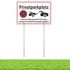 Felexdo Sign Private Parking Prohibited with Posts Aluminium Reflective 30 x 20 cm Signs for Private Parking No Parking Sign