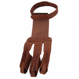 SOONHUA 3-Finger Archery Glove, Leather, Brown, Ambidextrous, Adult, Unisex, Archery, Finger Glove