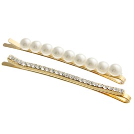 VINGTAINE H-461 Pearl Rhinestone Hair Pins Set of 2 Hair Accessories -