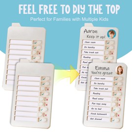 2 Pcs Mini to Do List Checklist Board, Chores Chart for Kids Adults Routine Chart for Children, to Do Board for Wall Fridge Kitchen, to Do List Planner with 52 Replaceable Blank Paper