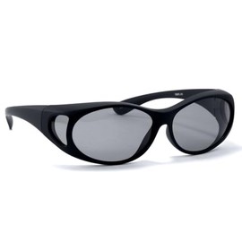 Calabria 7096PL Polarized Fitover Sunglasses Wear Over Glasses Matte Black Grey Mens Womens Fit Over Sunnies Shatterproof