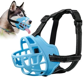 ODRIEW Dog Muzzle for Large Dogs, Breathable Basket Muzzles for Small, Medium and X-Large Aggressive Dog, Allows Panting Drinking, Suitable for Grooming Trimming Training (Luminous Blue, 3)