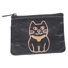 Techno Prime 75175 Coin Case and Packable Coin Purse, Wallet, 4.9 x 2.8 inches (10 x 7 cm), Black Cat Pattern