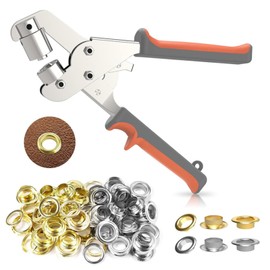Grommet Tool Kit with 500 Pcs 3/8 Inch Eyelets, Manual Grommet Press Plier with Hole Punch, 250 Silver & 250 Gold Grommets for Tarp, Canvas, Banner, Fabric, Vinyl and Leather Craft