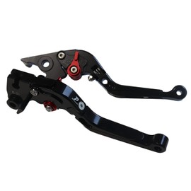 Dream Japan Motorcycle Brake Clutch Lever, Left and Right Set, Ninja250/R/SL Z250/SL Z125, PRO D Tiger, Etc., Dream-Japan, 4 Colors, Foldable, Angle, Extendable, Adjustable Function (Black)