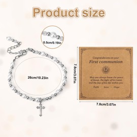 First Communion Bracelets for Women, Pearl Cross Bracelet First Holy Communion Baptism Jewelry for Female Friend