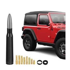 BESULEN Car Short Antenna Mast, 5.5 Inch AM/FM Radio Reception Aluminum Antenna with 9 Screw Adapters and 2 Rubber Rings, Universal Vehicle Replacement Accessories for SUV, Truck, Pickup (Silver)